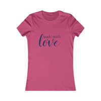 Pink women’s short-sleeve T-shirt with made with love script from Light Gray White and Yellow collection