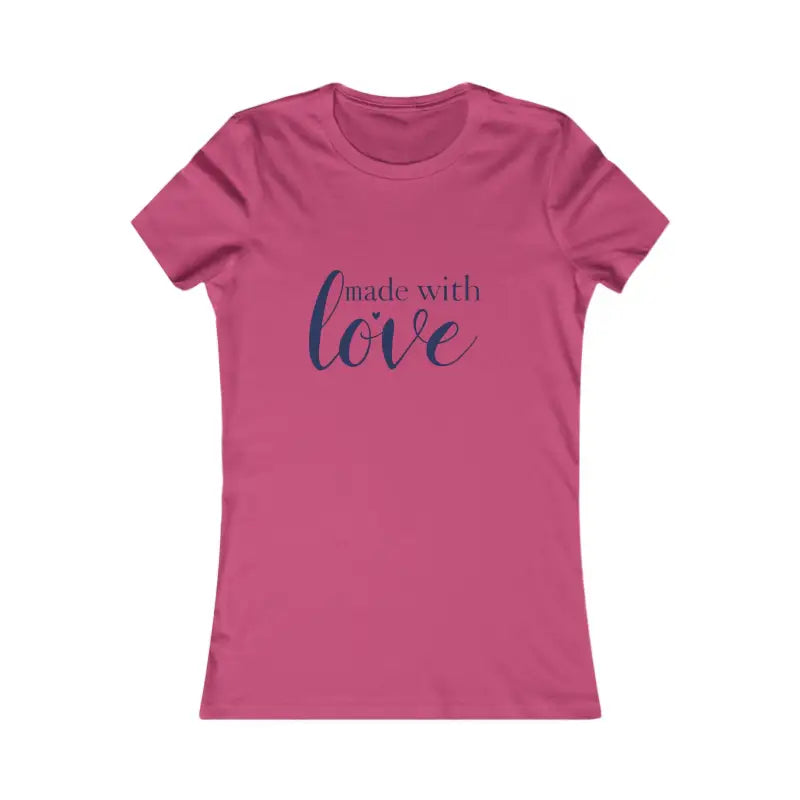 Pink women’s short-sleeve T-shirt with made with love script from Light Gray White and Yellow collection