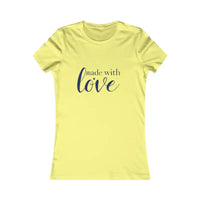 Light yellow fitted women’s short sleeve T shirt from Made with Love collection