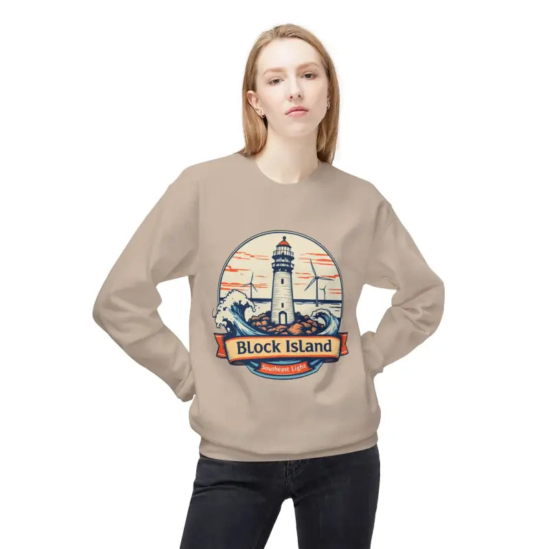 Lighthouse Graphic Sweatshirt Collection Cozy Block Island Sweatshirt - Ocean State Styles