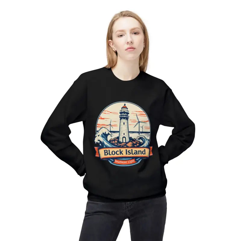 Lighthouse Graphic Sweatshirt Collection Cozy Block Island Sweatshirt - Ocean State Styles