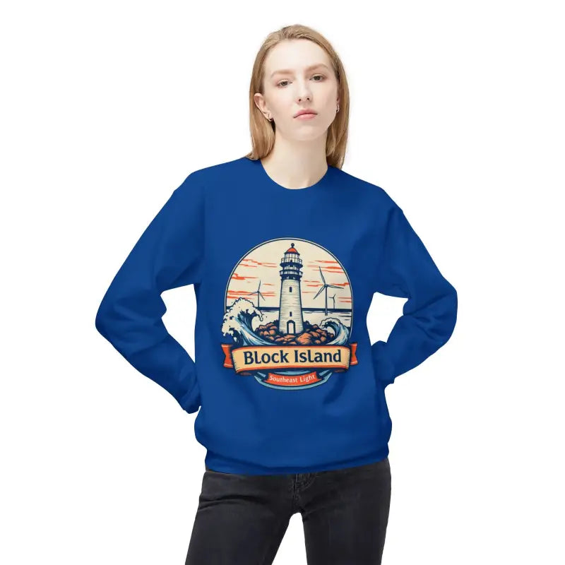 Lighthouse Graphic Sweatshirt Collection Cozy Block Island Sweatshirt - Ocean State Styles