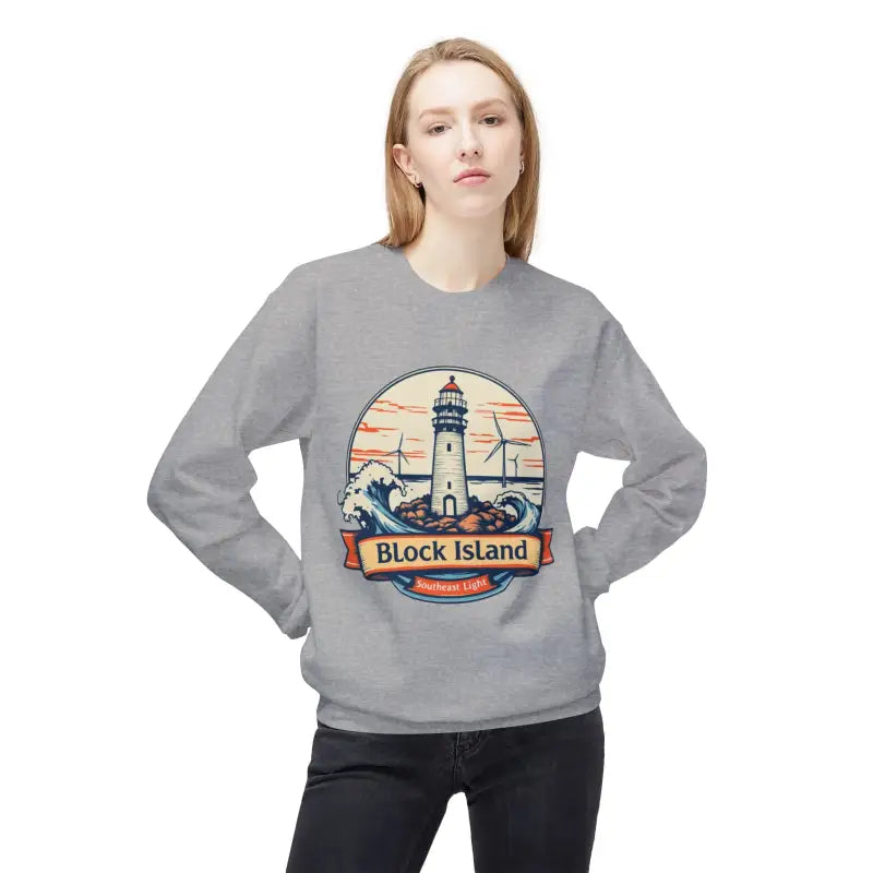 Lighthouse Graphic Sweatshirt Collection Cozy Block Island Sweatshirt - Ocean State Styles