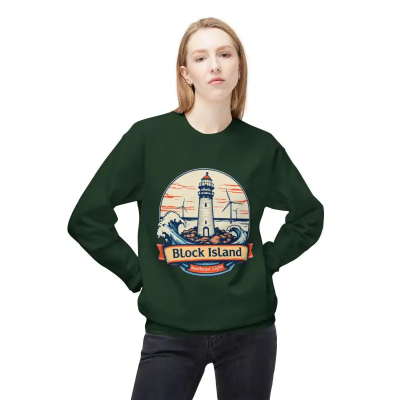 Lighthouse Graphic Sweatshirt Collection Cozy Block Island Sweatshirt - Ocean State Styles