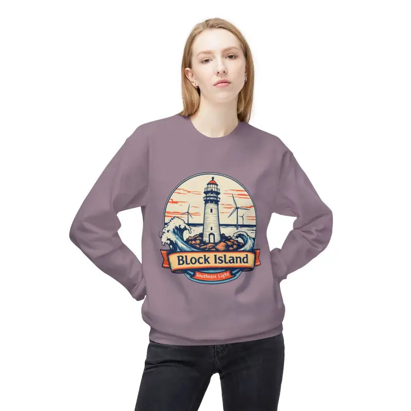 Lighthouse Graphic Sweatshirt Collection Cozy Block Island Sweatshirt - Ocean State Styles