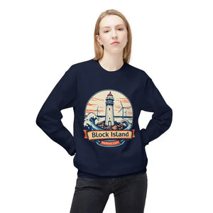 Lighthouse Graphic Sweatshirt Collection Cozy Block Island Sweatshirt - Ocean State Styles