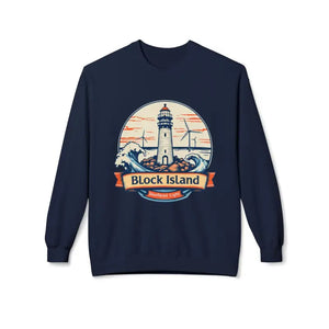 Lighthouse Graphic Sweatshirt Collection Cozy Block Island Sweatshirt - Ocean State Styles