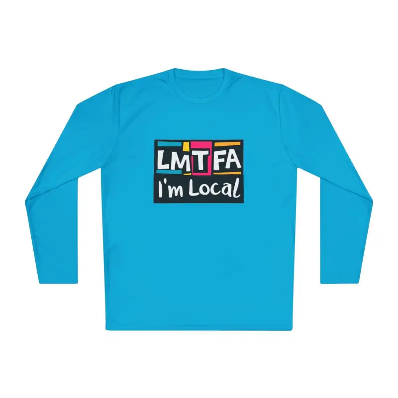 Blue long-sleeved shirt from LMTFA I’m Local Long Sleeve Tee in Purple Blue and Gray