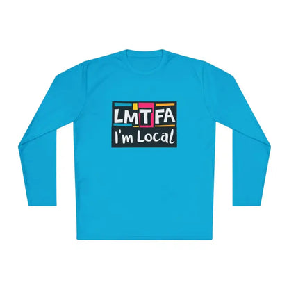 Blue long-sleeved shirt from LMTFA I’m Local Long Sleeve Tee in Purple Blue and Gray