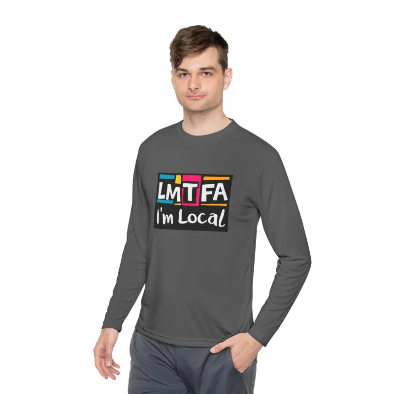 Gray long-sleeved shirt from LMTFA I’m Local Long Sleeve Tee collection