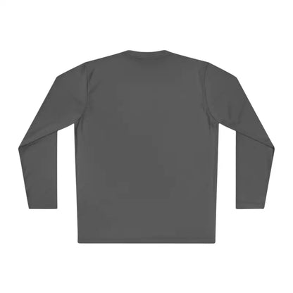Gray long-sleeved shirt from LMTFA I’m Local Long Sleeve Tee in Purple Blue and Gray