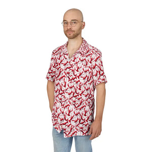 Lobster Print Unisex Hawaiian Button Down Shirt for Summer Fun - Ocean State Styles