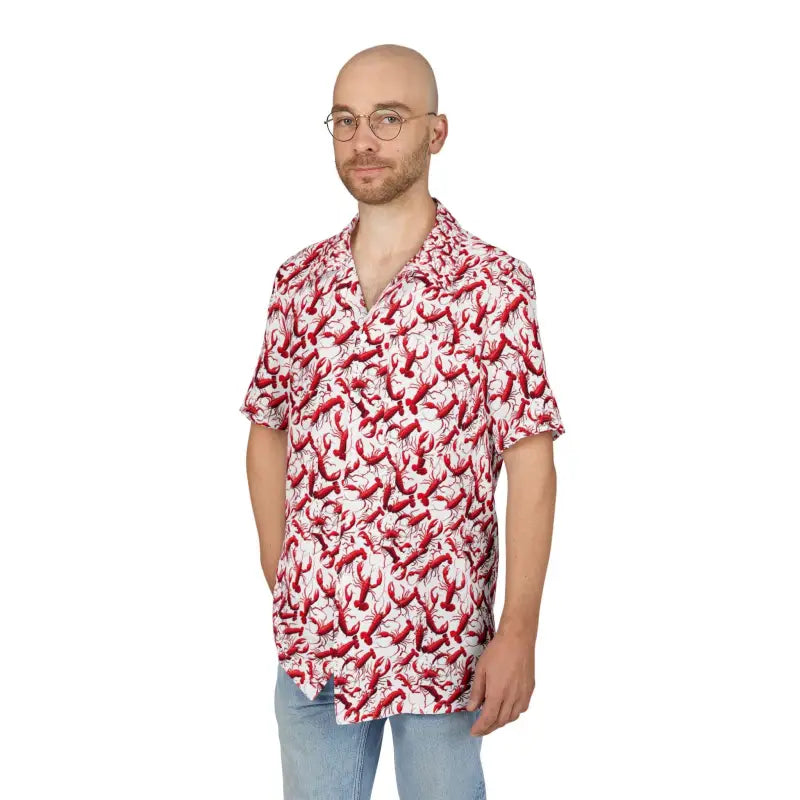 Lobster Print Unisex Hawaiian Button Down Shirt for Summer Fun - Ocean State Styles