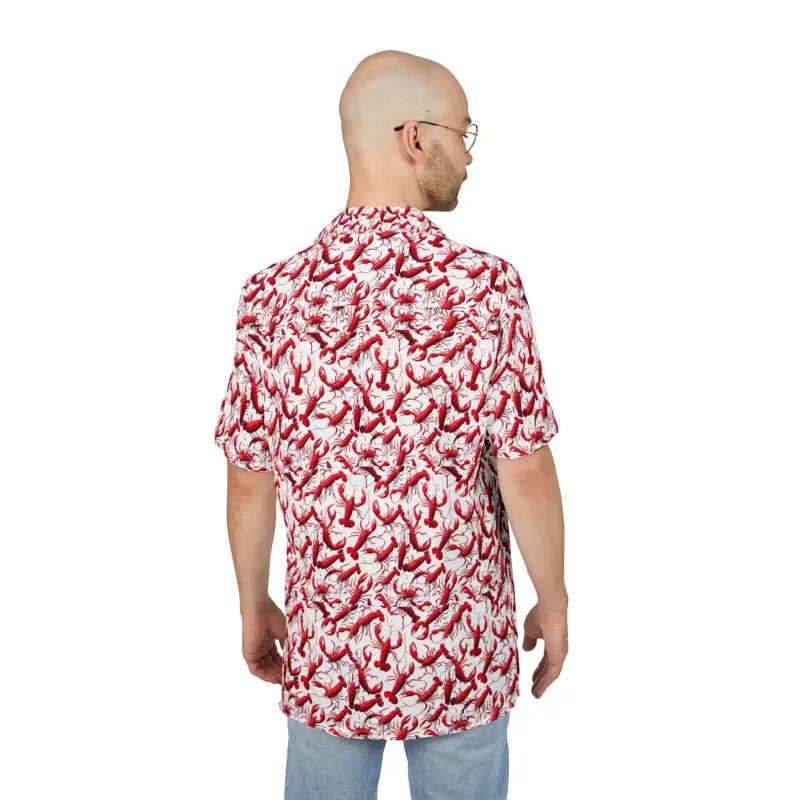 Lobster Print Unisex Hawaiian Button Down Shirt for Summer Fun - Ocean State Styles