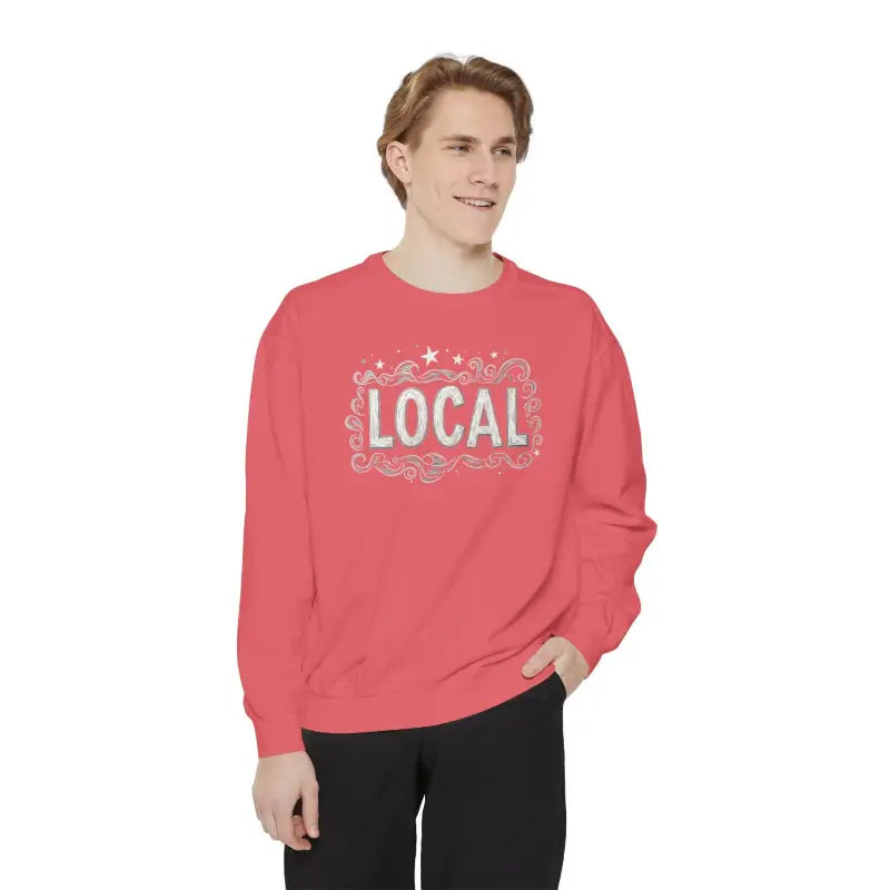 Coral sweatshirt featuring LOCAL design from Local Stars Unisex Sweatshirt collection