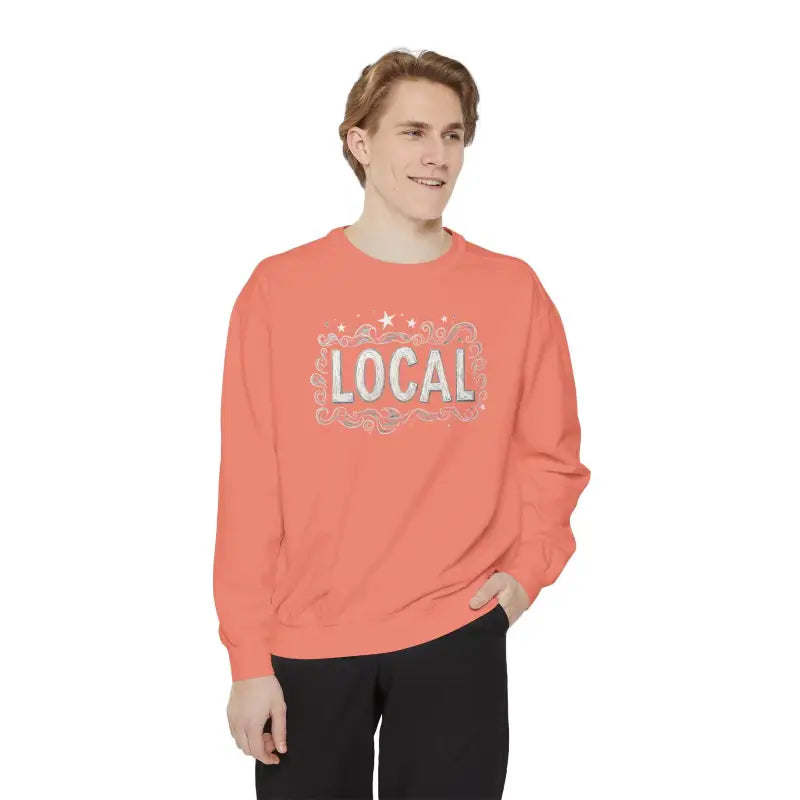 Coral sweatshirt featuring LOCAL design from Local Stars Unisex Sweatshirt collection