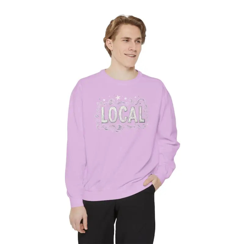 Lavender Local Stars Unisex Sweatshirt featuring a trendy LOCAL design