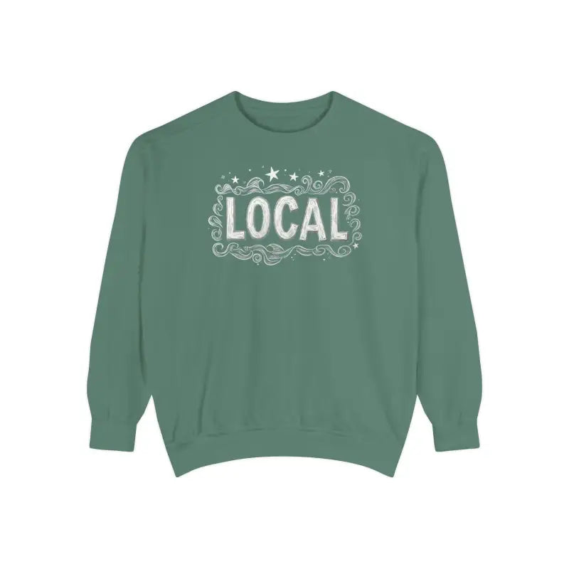 Green Local Stars Unisex Sweatshirt featuring a bold LOCAL graphic design