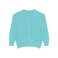 Light blue crew neck sweatshirt with Lighthouse and Seagulls graphic design