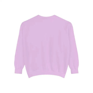 Solid light purple crewneck sweatshirt with Lighthouse and Seagulls graphic design