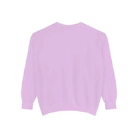 Solid light purple crewneck sweatshirt with Lighthouse and Seagulls graphic design