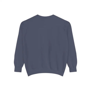 Dark blue crewneck sweatshirt with Lighthouse and Seagulls graphic design