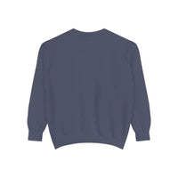 Dark blue crewneck sweatshirt with Lighthouse and Seagulls graphic design