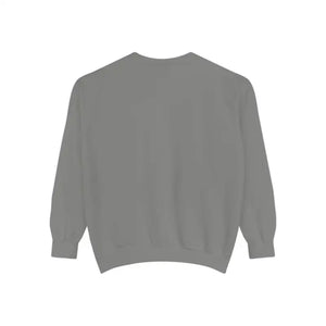 Plain gray crew-neck sweatshirt with lighthouse and seagulls graphic design