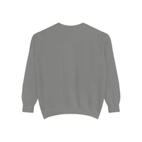 Plain gray crew-neck sweatshirt with lighthouse and seagulls graphic design