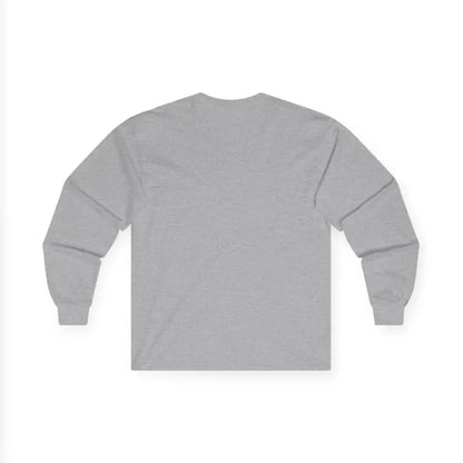 Gray long-sleeved shirt featuring a Dog Dad paw print design for pet lovers