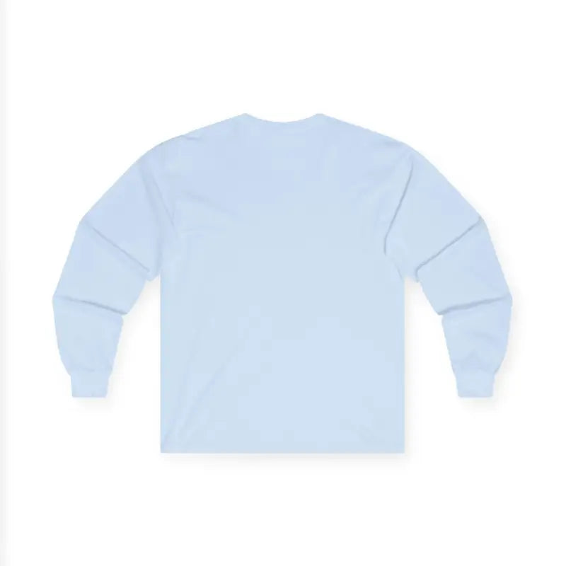 Light blue long-sleeved shirt designed for dog dads with paw print detail