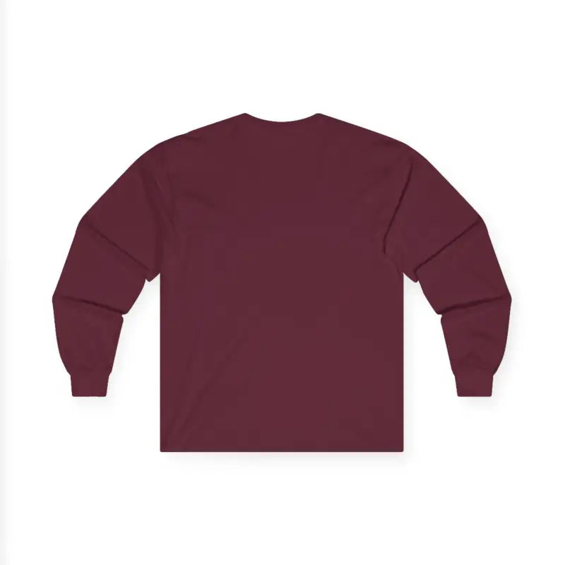 Maroon long-sleeved shirt featuring a Dog Dad paw print design for pet lovers