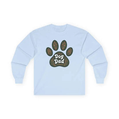 Light blue long-sleeved shirt featuring a dog paw print for pet lovers
