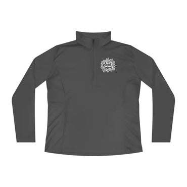 Gray long-sleeved pullover featuring a quarter zip, ideal for plant enthusiasts