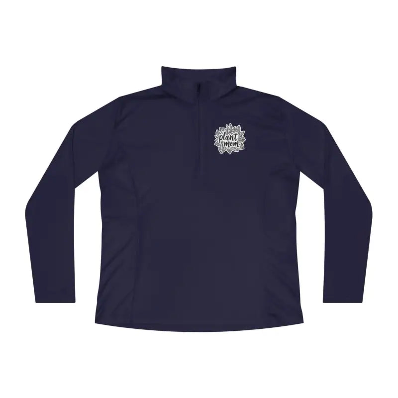 Navy long-sleeved pullover, stylish Long Sleeve Plant Mom Quarter Zip Pullover for women