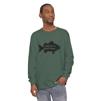 Long Sleeve Shirt with Fish Graphic Don't Be a Dumb Bass Design - Ocean State Styles