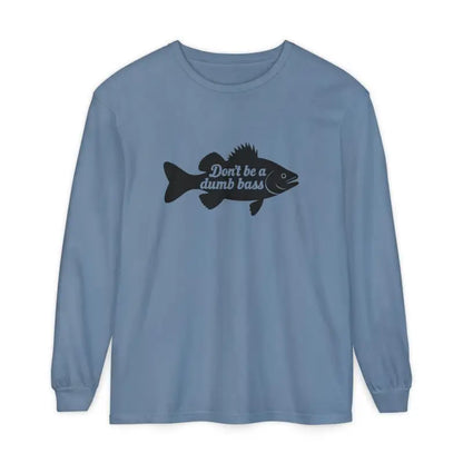 Blue long-sleeved shirt featuring fish graphic from Long Sleeve Shirt with Fish Graphic design