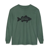 Long Sleeve Shirt with Fish Graphic Don't Be a Dumb Bass Design - Ocean State Styles