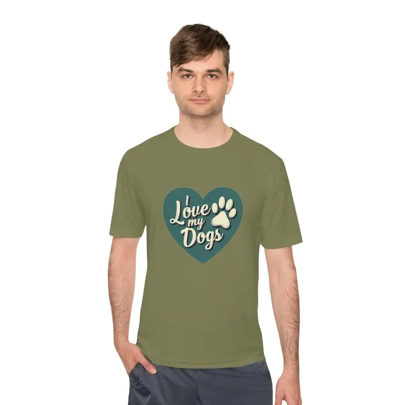 Olive green Love My Dogs Graphic T Shirt for dog lovers and casual wear enthusiasts