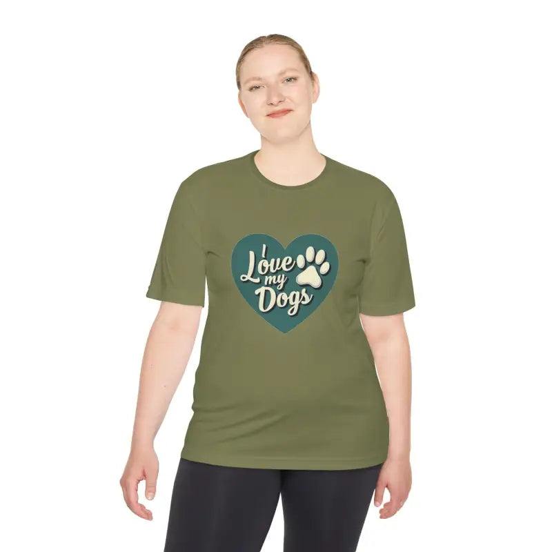 Olive green Love My Dogs Graphic T Shirt for dog lovers and casual wear enthusiasts