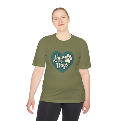 Olive green Love My Dogs Graphic T Shirt for dog lovers and casual wear enthusiasts