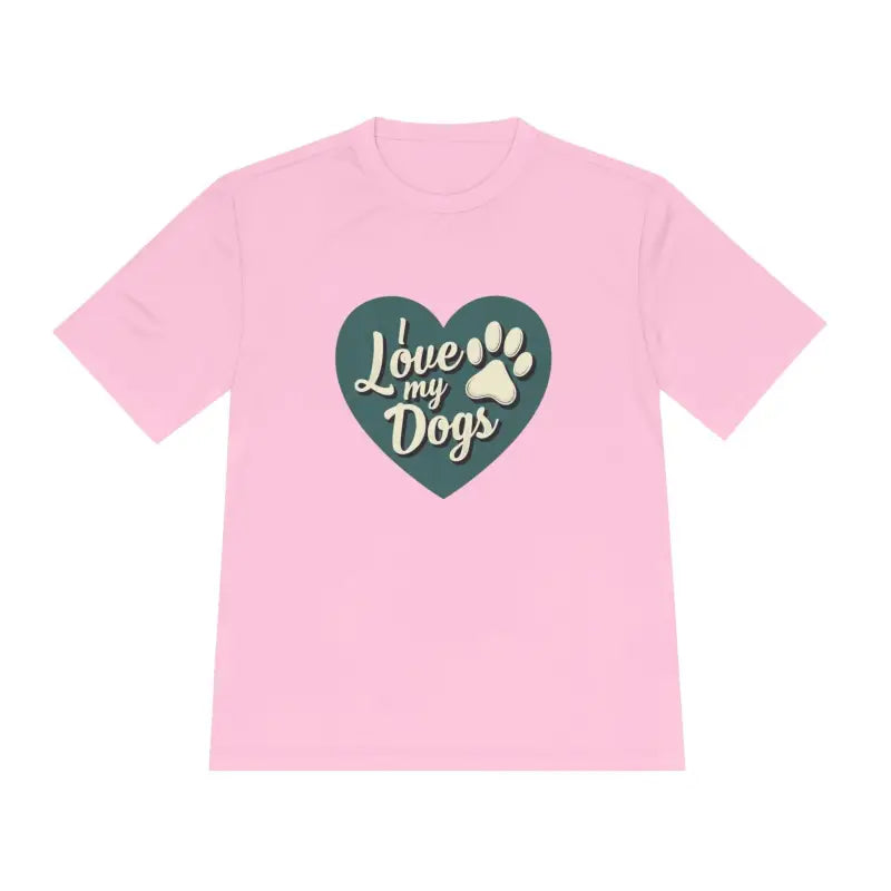 Pink Love My Dogs Graphic T-Shirt featuring heart graphic design for dog lovers
