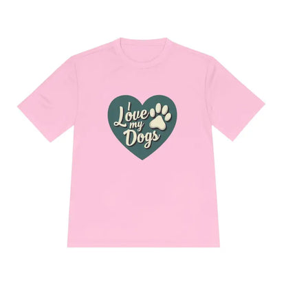 Pink Love My Dogs Graphic T-Shirt featuring heart graphic design for dog lovers