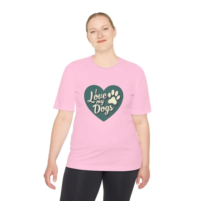 Pink Love My Dogs Graphic T Shirt featuring a playful dog-themed design