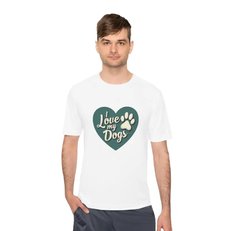 White Love My Dogs Graphic T Shirt featuring a playful dog-themed design