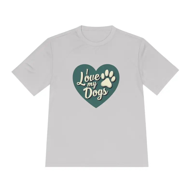 Gray T-shirt featuring a heart and paw print design for dog lovers