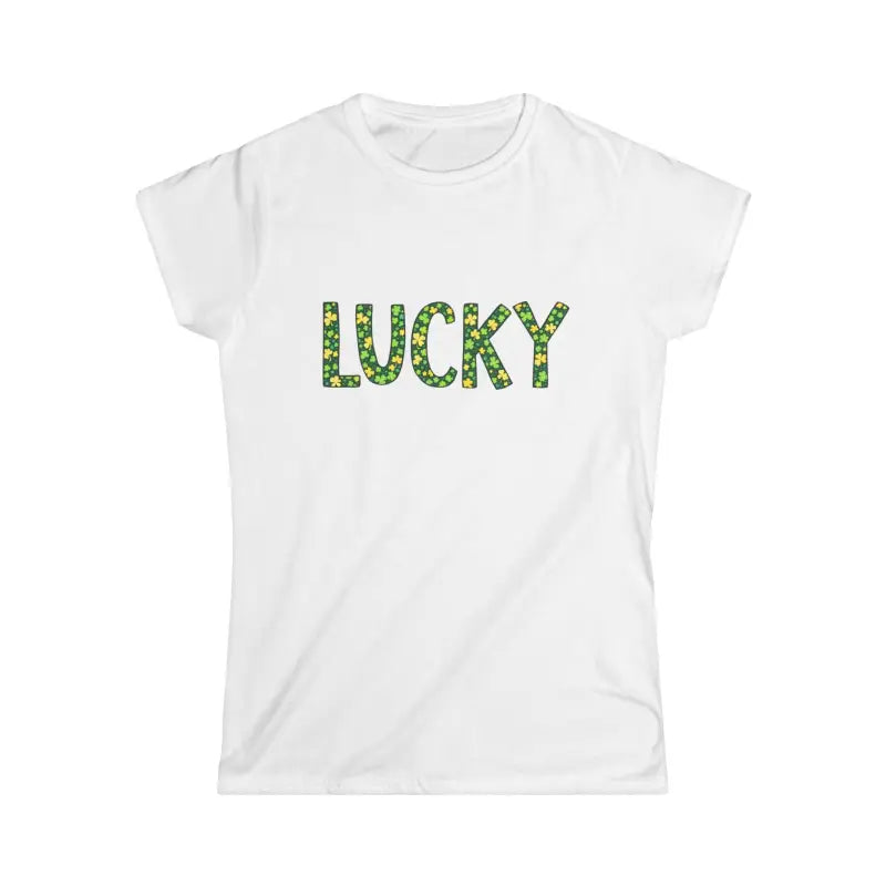 Lucky Shamrock Women's Tee in White and Irish Green Style - Ocean State Styles