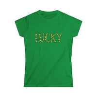 Lucky Shamrock Women's Tee in White and Irish Green Style - Ocean State Styles