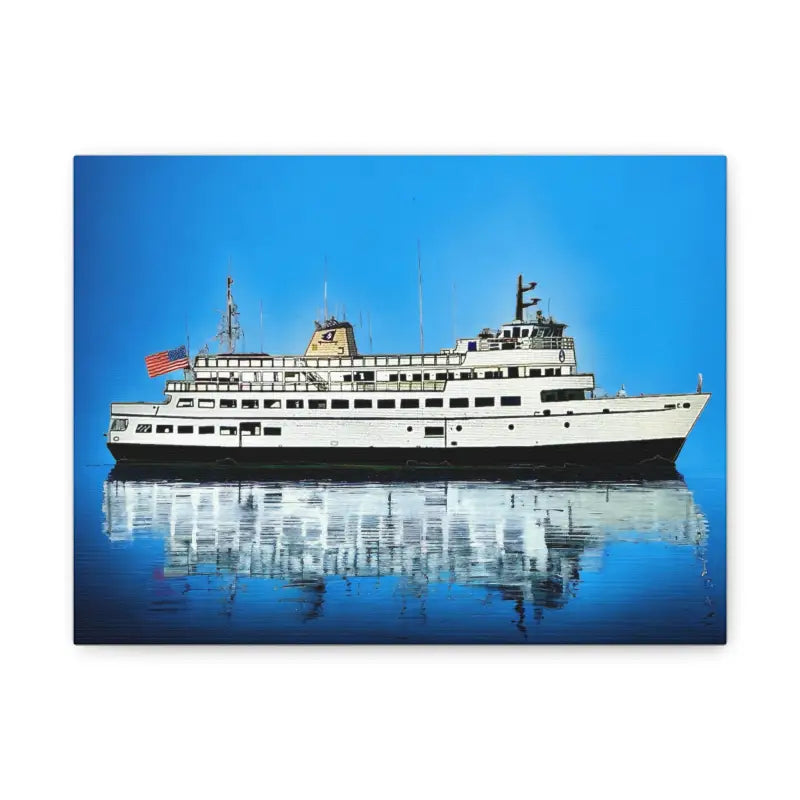 White passenger ferry with reflection in M/V Carol Jean Block Island Ferry artwork