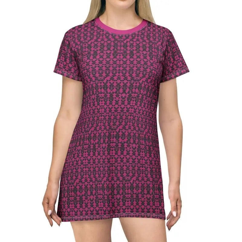Magenta Patterned T Shirt Dress for Summer Style and Comfort - Ocean State Styles